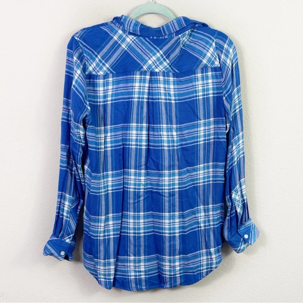 Rails Blue Plaid Button Down Shirt w/Pocket size Medium - Picture 2 of 9